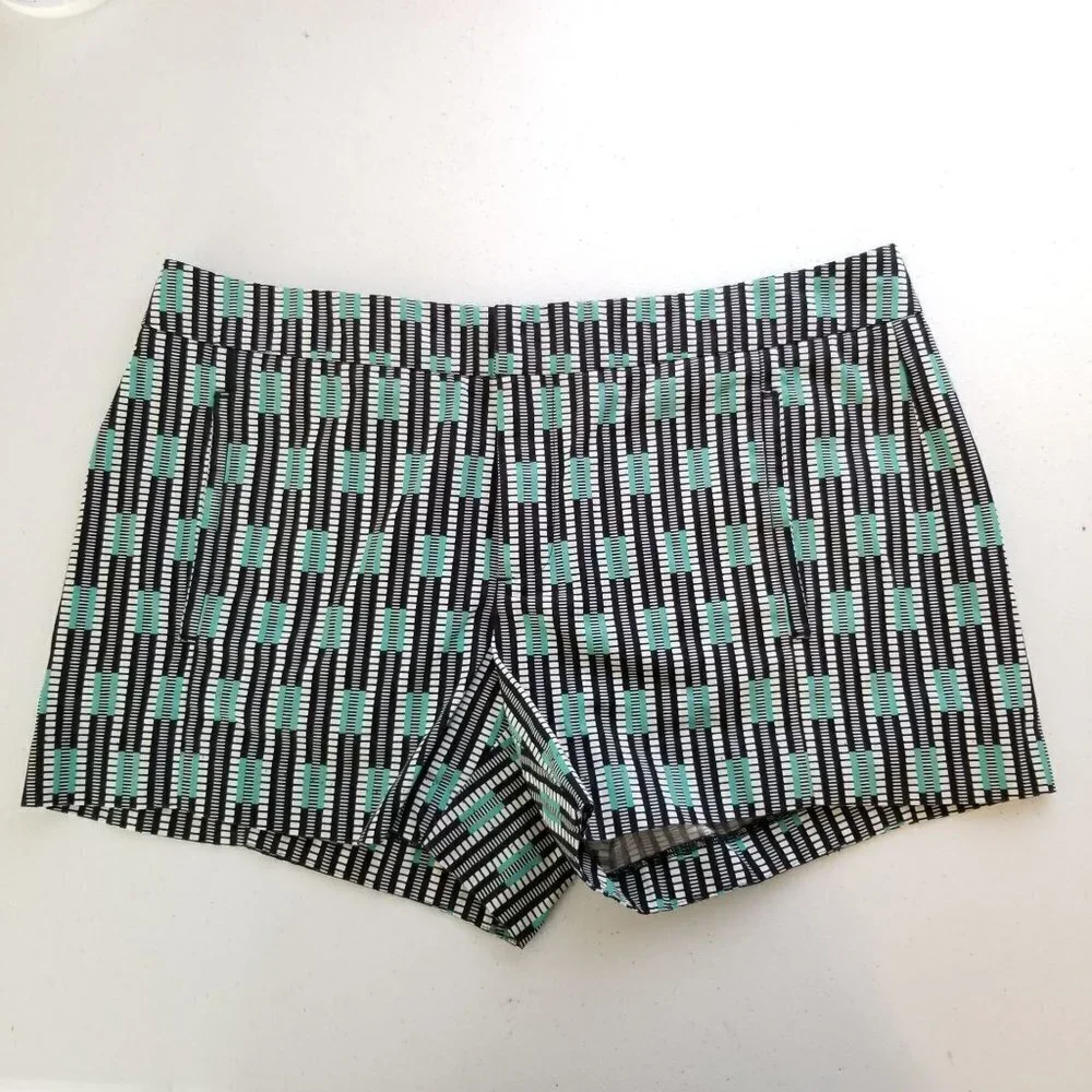 Gap 6 Chino Shorts Flat front black white green‎ geometric faux pockets